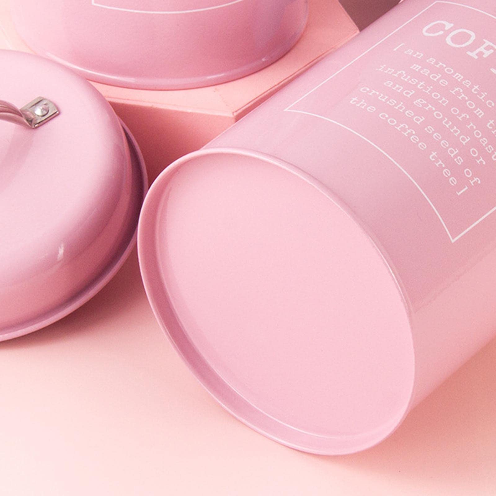 MERIGLARE Juego de Botes de Cocina de Metal, Café, Té, Azúcar, Latas, Contenedores, Frascos de Almacenamiento de Alimentos, Botellas, Capacidad de 1200 Ml - Rosa, Individual