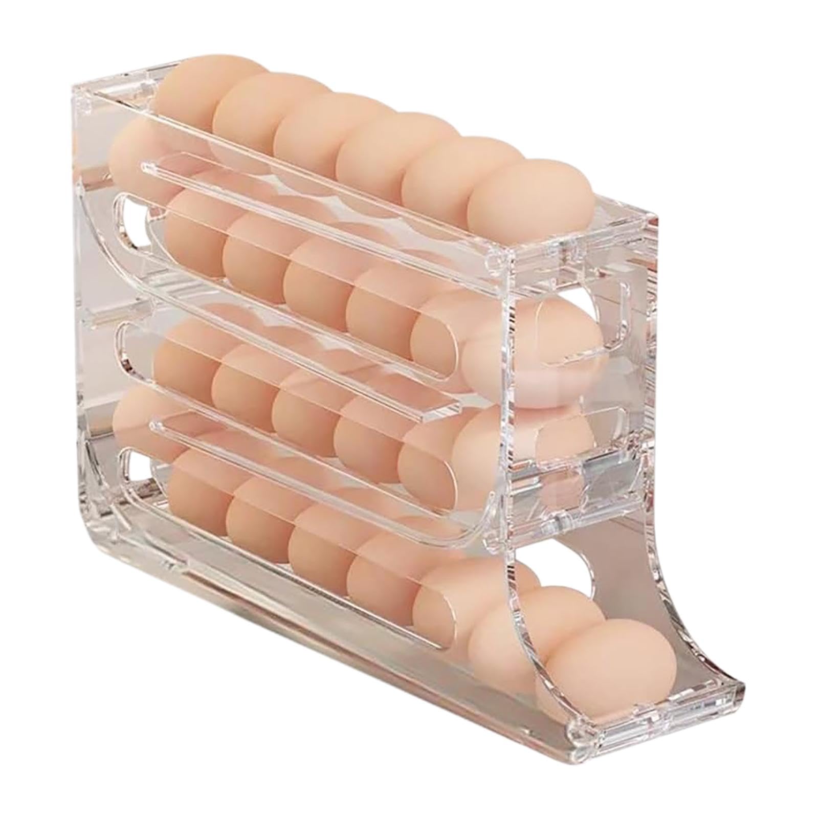 Egg Dispenser Egg Containers Egg Holder For Fridge, 2024 New Automatic Roll-Down 4-layer Egg Dispenser, Slim Rolling Egg Storage Rack Fridge, Automatic Gravitys Egg Holder, acrylic