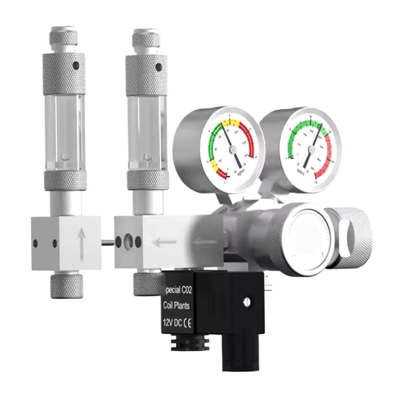 Regolatore Co2 Fai-da-Te for Acquario valvola di Regolazione a Doppio Stadio Valvola di riduzione Co2 con Uscita Multi Splitter for Acquario(CGA320)