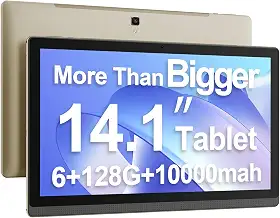 FOLLOWM Tablet grande de 14,1 polegadas, tablets Android 13, tela HD IPS 1920 * 1080, WiFi5, tablet de tela grande 2025, cartão SD expansível de 6 GB + 128 GB + 1 TB, bateria de 10000 mAh para