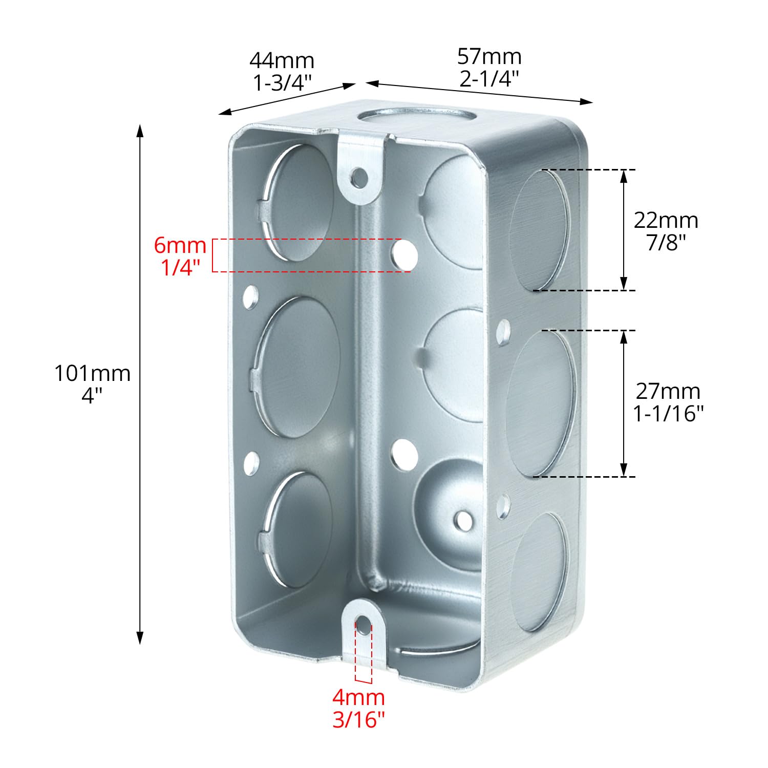 QWORK Electrical Box 12-Pack, 4x2 Inch Outlet Box,13 Cubic Inches, Ten 1/2 Inch Knockouts Electrical Box,1-7/8" Deep, Galvanized Steel — Amazon image 2