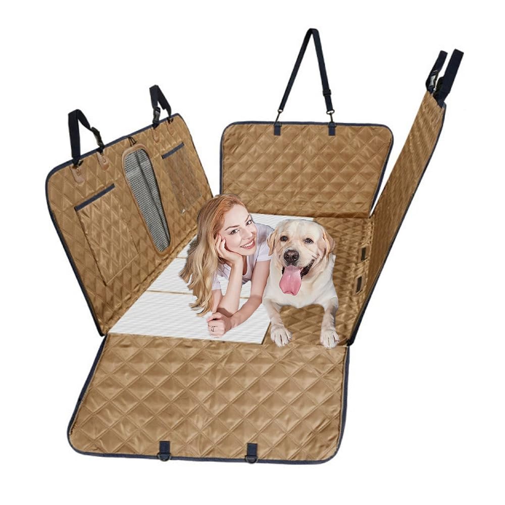 Car Pet Seat Cover for Volvo S90 S 90 Durable Dog Travel Hammock Scratchproof Back Seat Pet Cover Easy Clean Dog Seat Mat with Pocket,Brown