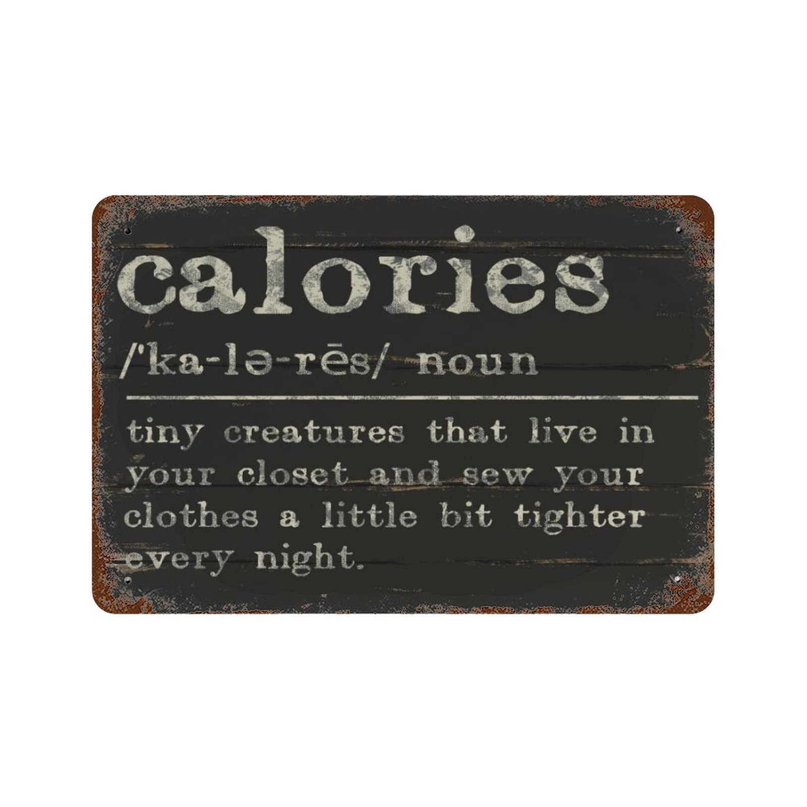 ENEDNATE Vintage Man Cave Aluminum Tin Metal Sign with Saying 8x12 Inch Calories Definition Dictionary Word Meaning Retro Street Metal Signs for Indoor Outdoor Garden Patio Yard Cafe Pub Home Decor