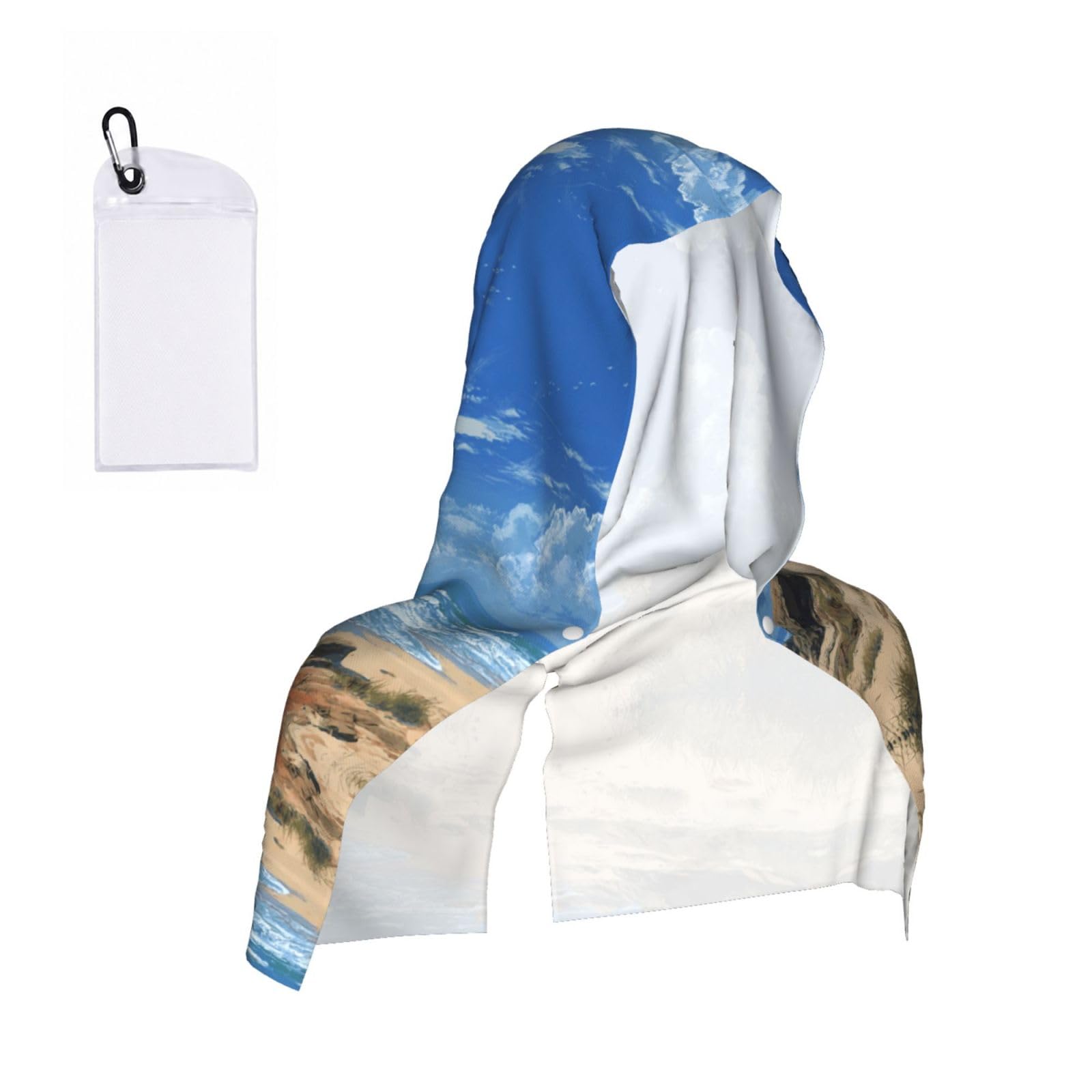 MLTRFGJ Beach Scenery Print Cool Hooded Towels And Keep Them Cool For Several Hours.