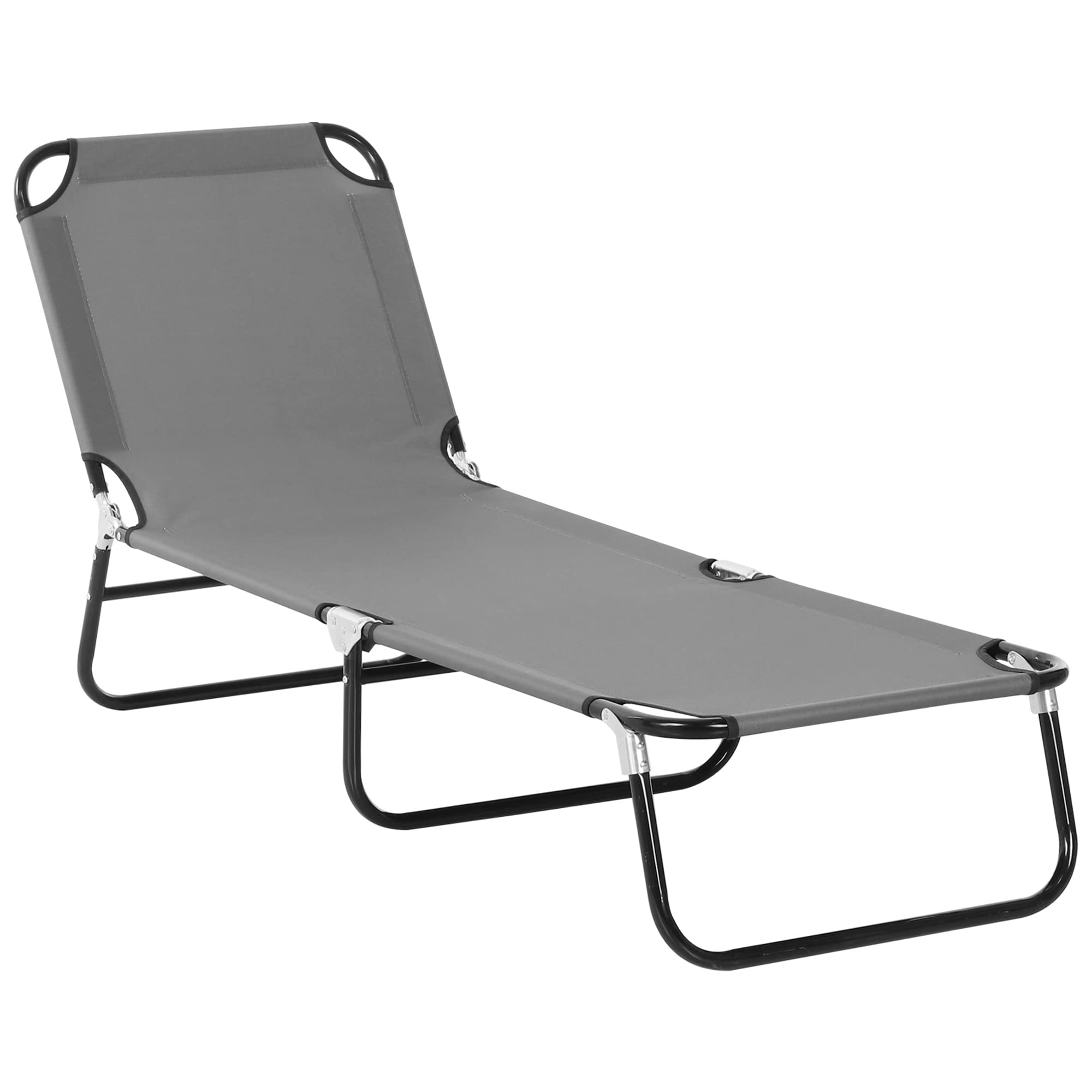 Outsunny Tumbona Plegable Reclinable con Ángulo Ajustable de 5 Posiciones para Jardín Exterior Piscina Terraza Camping Carga 120 kg 190x56x28 cm Gris