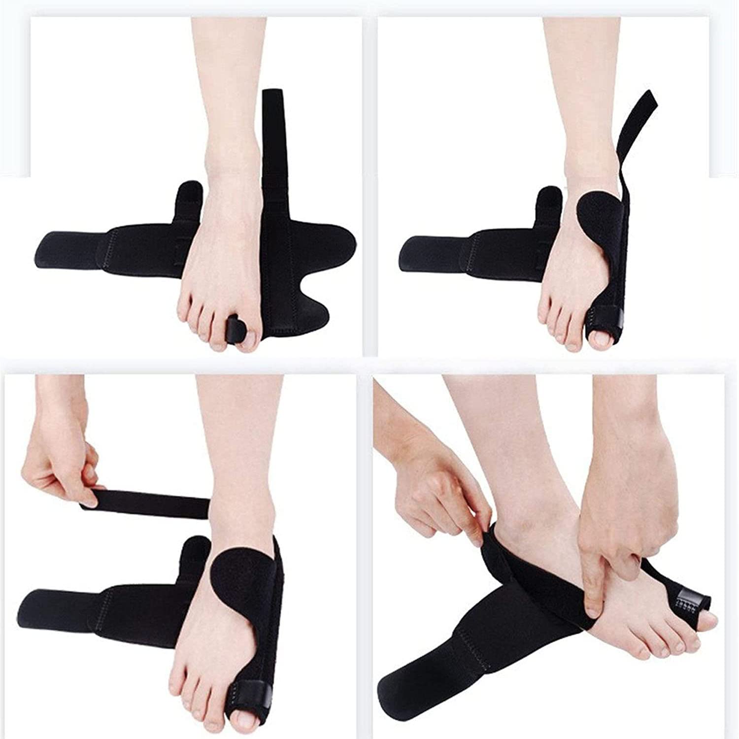 1 paio di correttori per alluce valgo regolabili con cintura per la correzione della punta dell'osso del piede grosso, kit di maniche protettive per il sollievo del tutore per stecche
