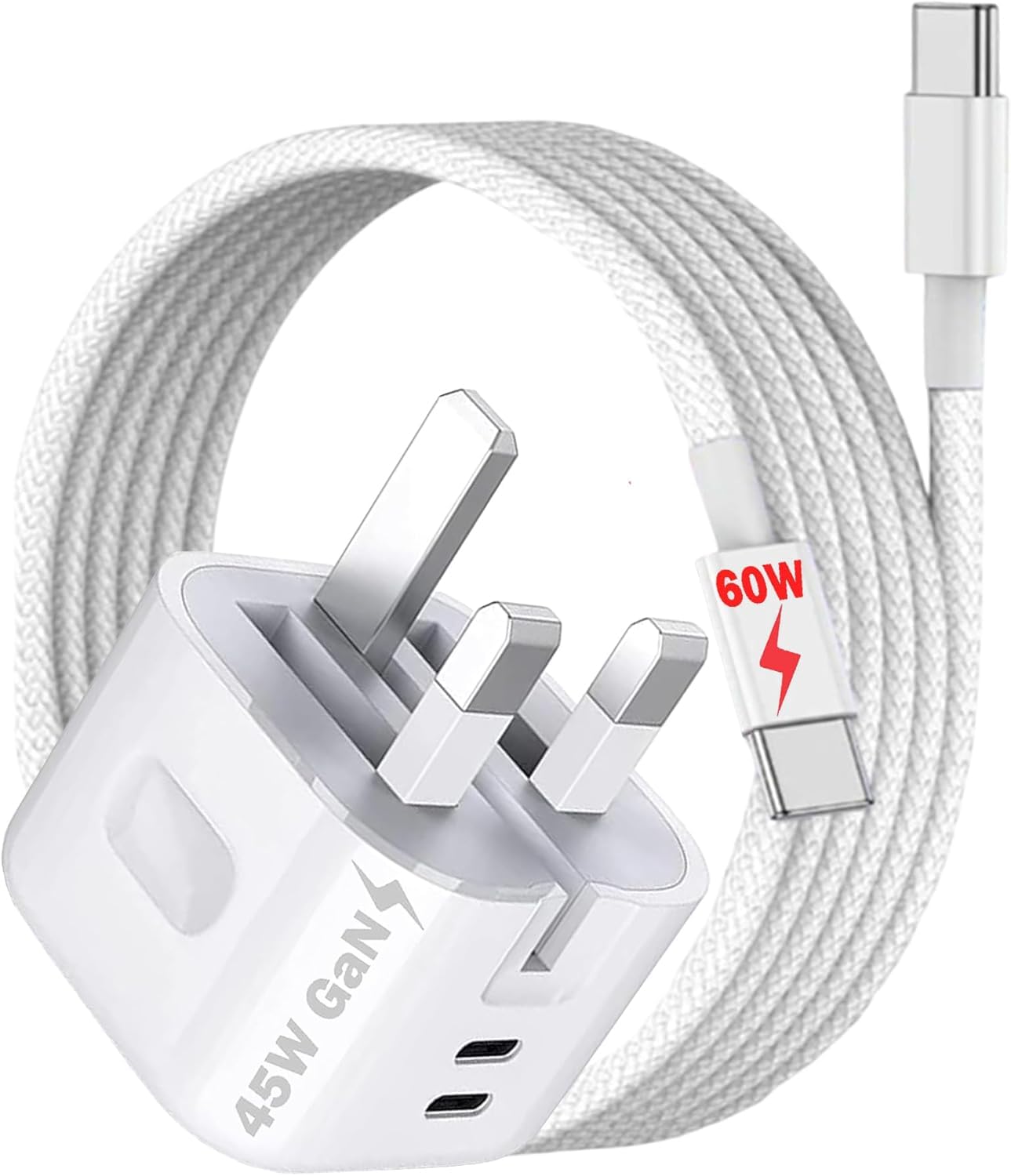 36W Tablet Charger For Samsung Galaxy Tab A11/S11/A9 Plus/S11 Ultra/A11+/A9/A8/A7/S10 Lite-FE-Plus/S9 FE+/S9+/S9/S8/S7/S6 Fast Charger Plug GaN USB-A/C Ports & 60W USB-C to C Charging Cable (WHITE)