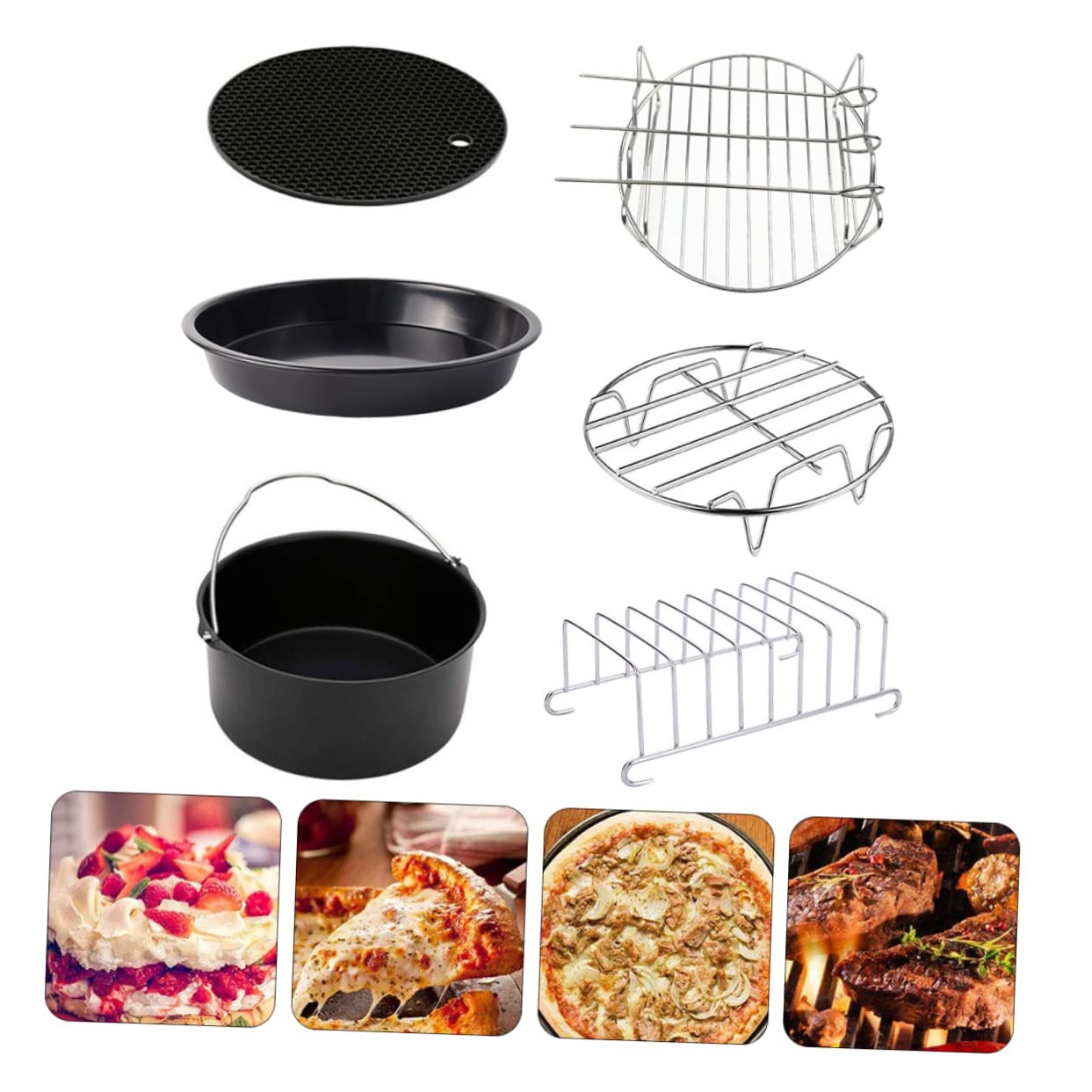 GLEAVI Ensemble de Cuisson Compatibles Lave-vaisselle en Acier Inoxydable 6 Pièces Accessoires de Pâtisserie Robustes pour Four à Air pour Cuisson et Pâtisserie