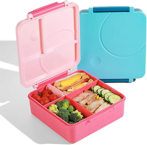 Miniatura 4 de Lonchera Bento para niños  Lonchera aislada con termo de 8 onzas, recipientes de almuerzo a prueba de fugas con 4 compartimentos y 2 zonas de