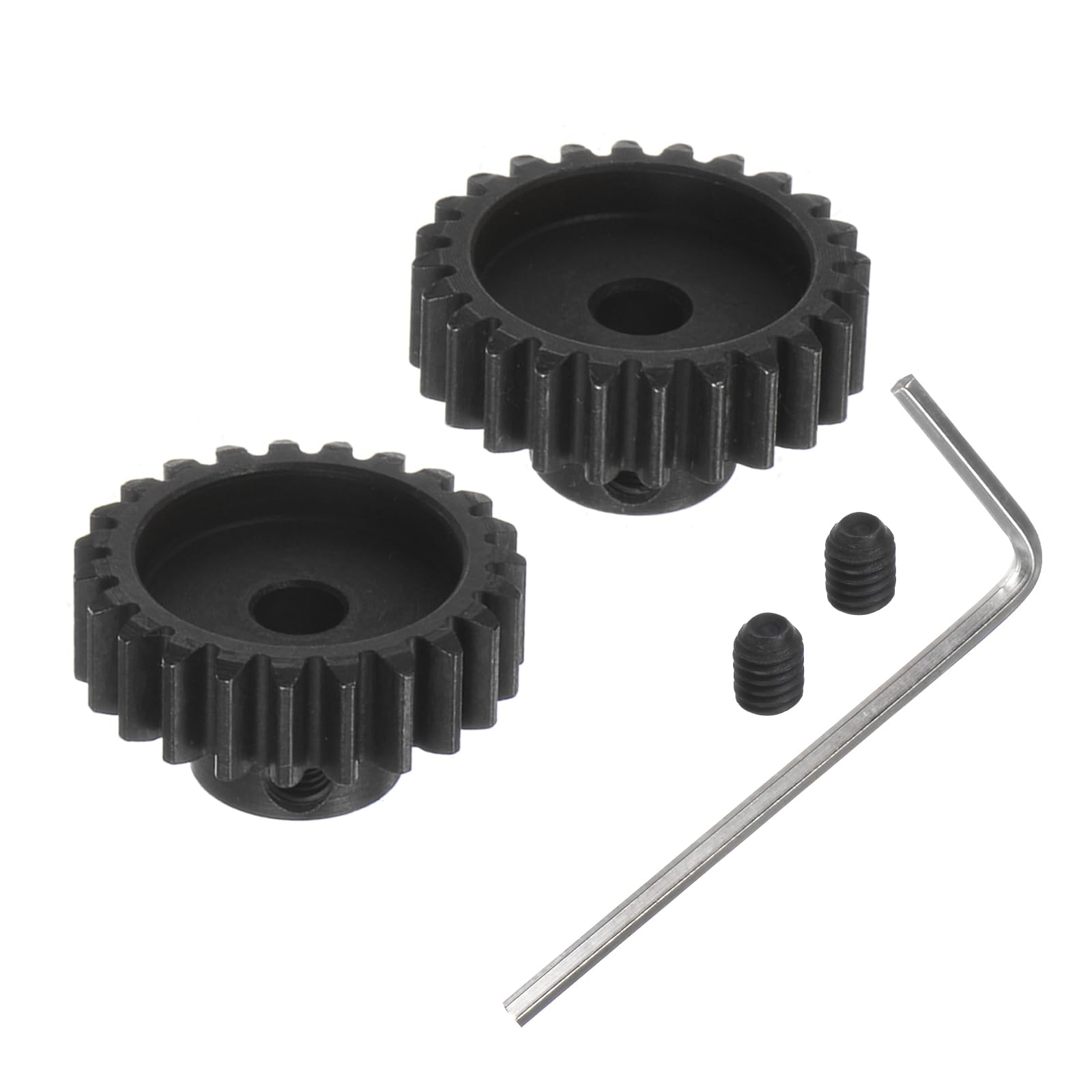 Kozelo 2pcs M1 Pinion Motor Gear Set - [ 5mm Bore x 23T 24T Hardened Steel Teeth ] Motor Gears for RC Cars Trucks Buggies, with Hex Key