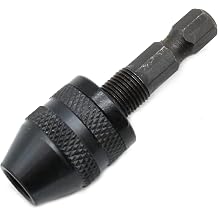 TMAX Black 1/4 Inch Hex Shank Keyless Chuck Adapter To Hold 1/64 Inch to 5/32 Inch 0.3mm to 4mm Conventional or Microsize Drill Bit
