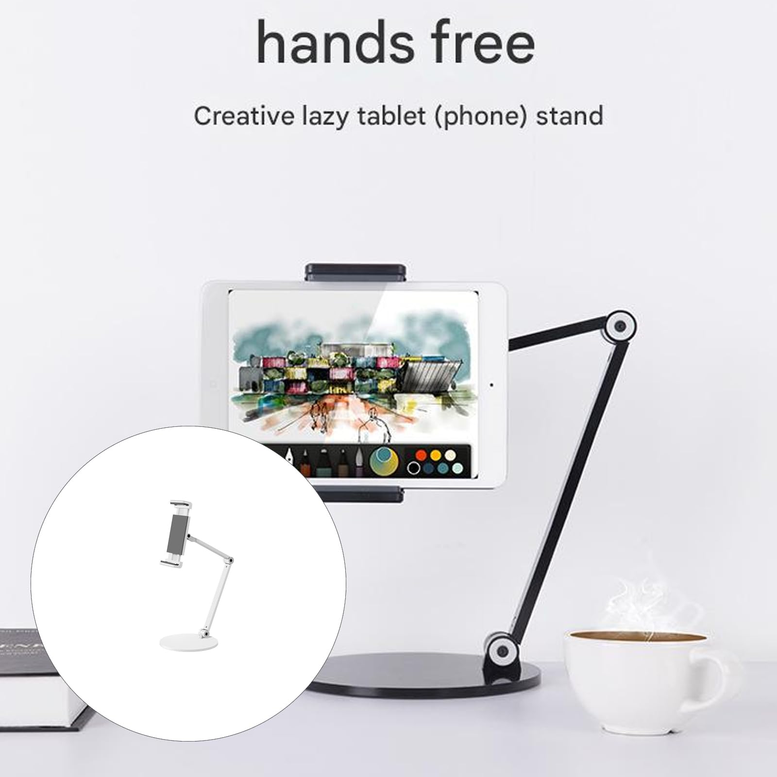 Aluminium-Tablet-Ständer mit 360-Grad-Rotation, rutschfeste Basis für 11,9 - 32,9 cm (4,7–12,9 Zoll) Geräte, Desktop-Tablet-Ständer
