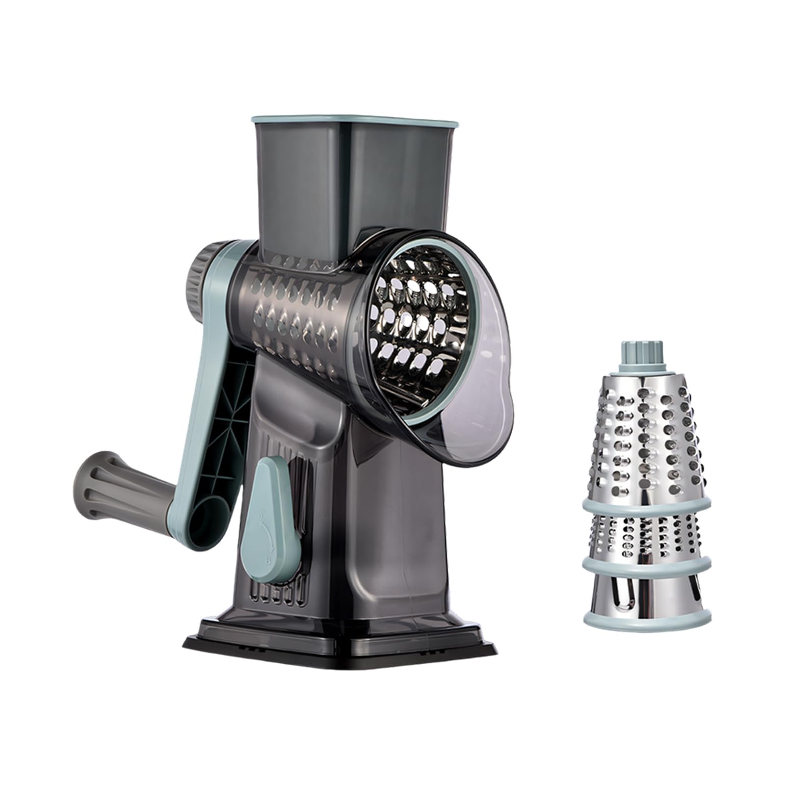 jiingekk Compact Rotary Grater with 3 Interchangeable Stainless Steel Disks for Efficient Food Preparation Rotary Cheese Grater