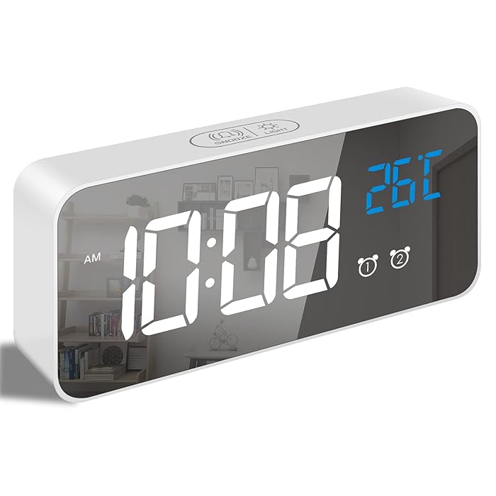 Buy Bigmeda Digital Alarm Clock with LED Temperature Display, Bedside