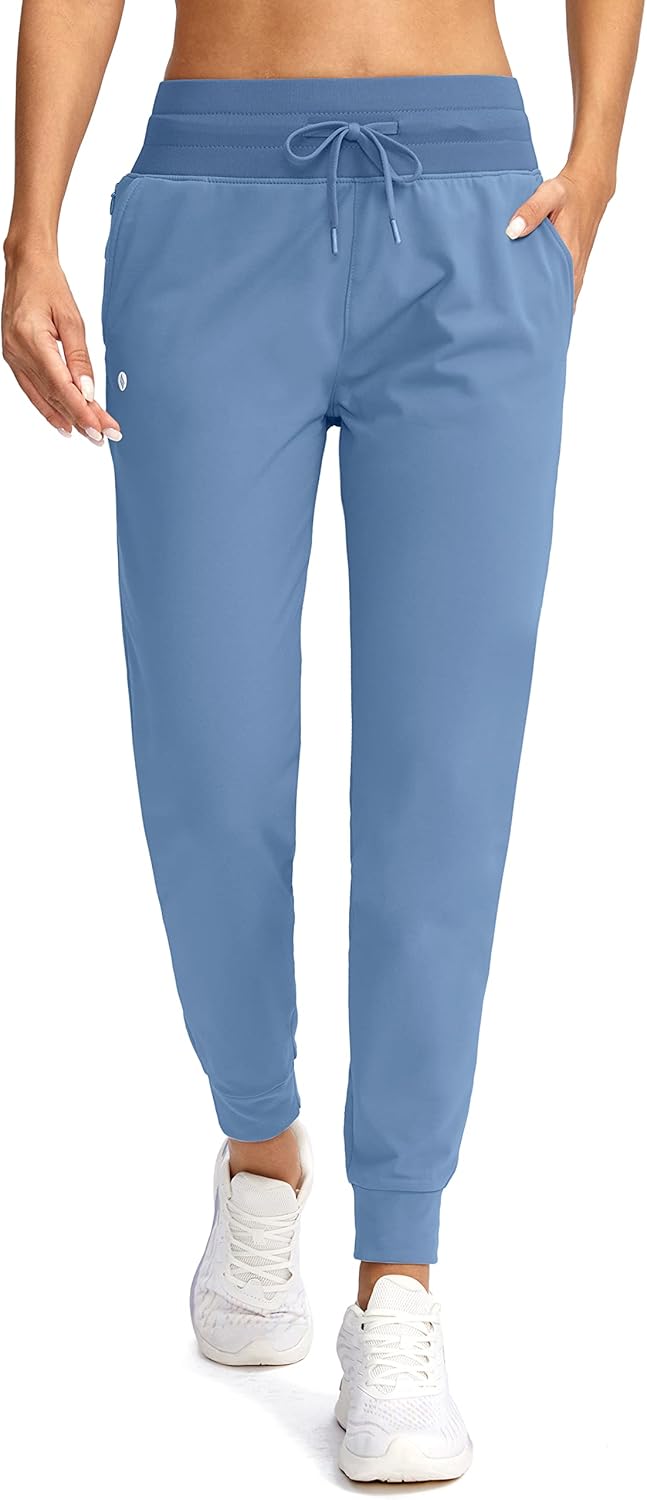 SANTINY Women's Fleece Lined Joggers Water Resistant High Waisted Thermal Sweatpants Winter Pants Hiking Running Pockets(Niagara_M) - Image 6