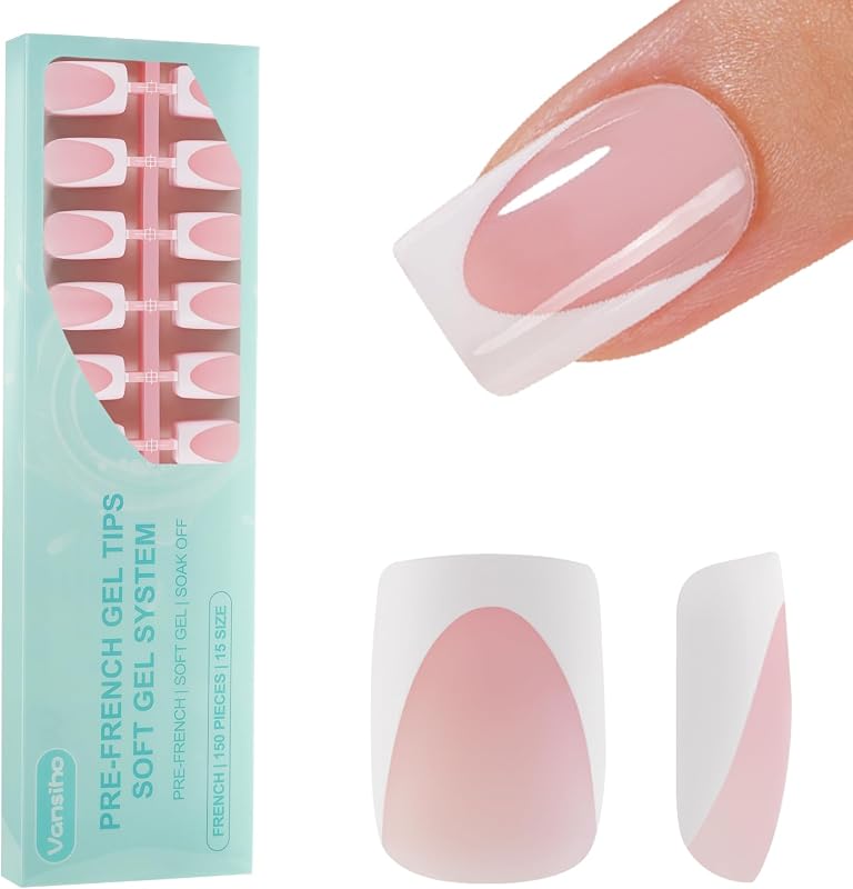 150 uñas postizas de gel francés profundo, uñas postizas cuadradas cortas rosas | Valor de calidad de salón en casa, uñas postizas de gel suave cuadradas cortas para arte de uñas DIY 15 tamaños