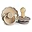 FRIGG Daisy Natural Rubber Baby Pacifier | Made in Denmark | BPA-Free (Croissant/Portobello, 0-6 Months) 2-Pack