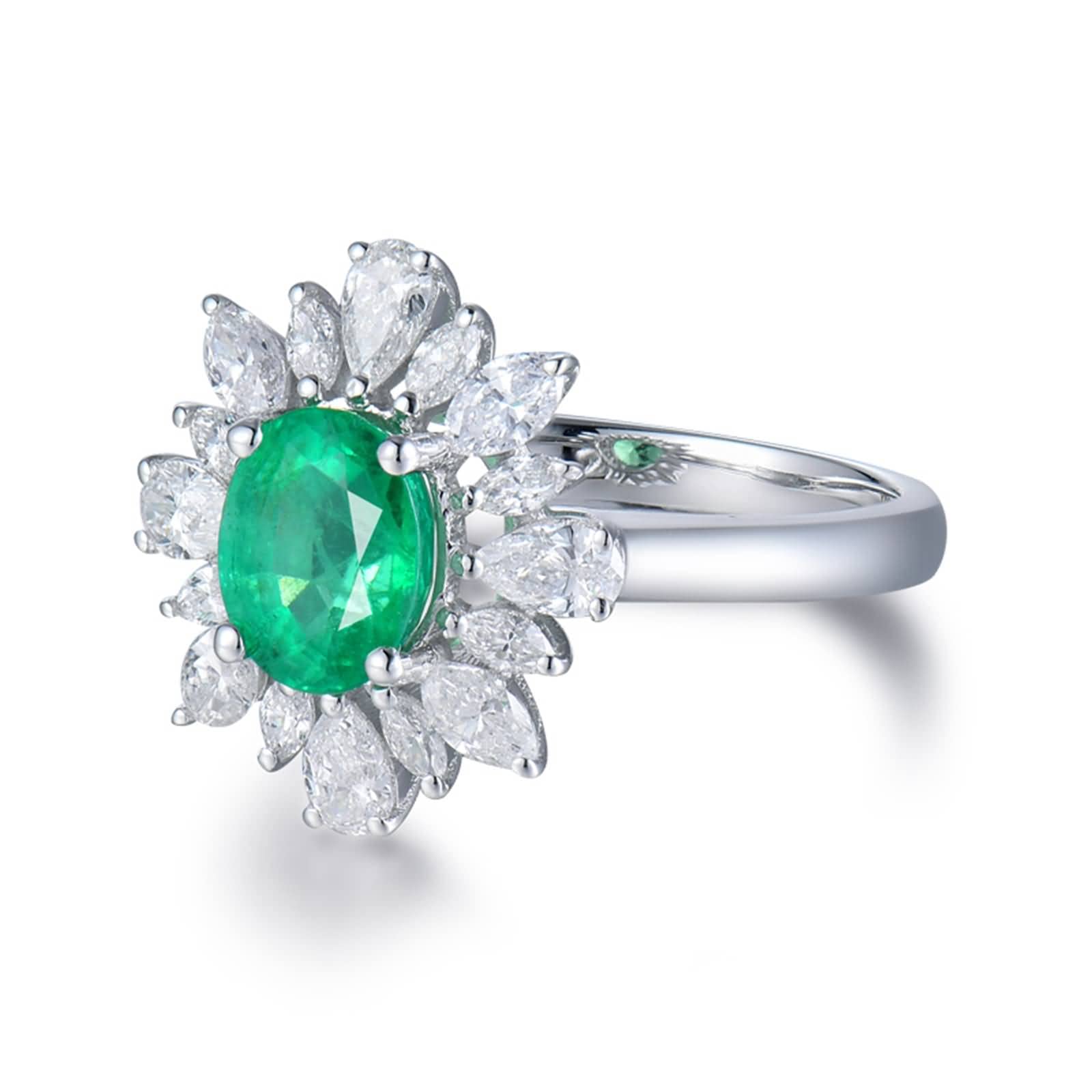 Anillos de piedras preciosas para mujer, oro de 18 quilates/plata de ley 925, moissanita/circonita cúbica y esmeralda creada en laboratorio, anillo de compromiso de 1 ct, esmeralda sintética Moissanite