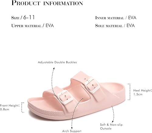 Miniatura 7 de FUNKYMONKEY - Sandalias bajas cómodas para mujer, hechas de etilvinilacetato, ajustables con hebilla doble