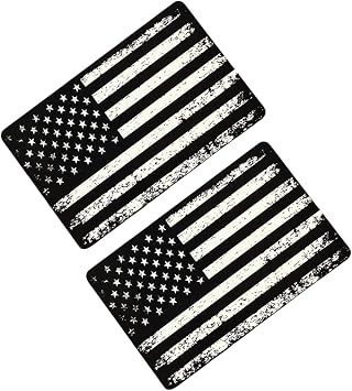 American Flag Credit Card Decal Skins, Black and White Distressed Design, 2 Pack, with Pull Tabs for Easy Application Big Chip