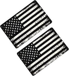 American Flag Credit Card Decal Skins, Black and White Distressed Design, 2 Pack, with Pull Tabs for Easy Application (Big Chip)
