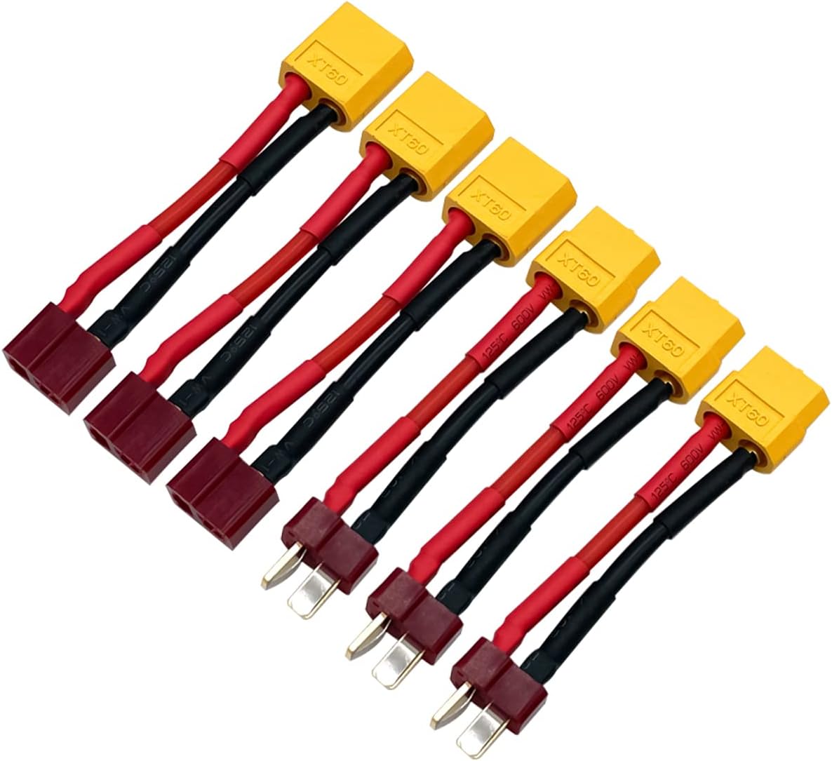 6Pcs T Plug to XT60 Male Female Plug Connector Adapter for