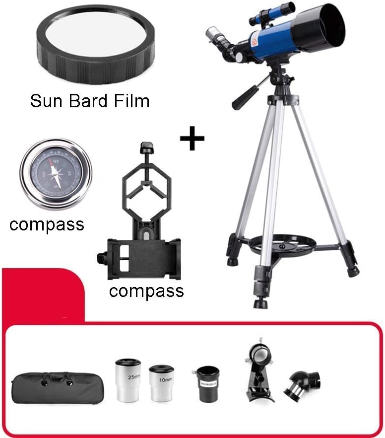 70mm Aperture 400mm AZ Mount Astronomy Telescope,Refractor Telescope for Kids Adults and Beginners,PortableTelescope, wi