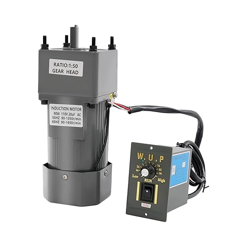 Miniatura 8 de Motor de engranaje de CA de 110 V, 90 W, 68 RPM, motor eléctrico monofásico con controlador de velocidad variable ajustable, motor con engranaje de