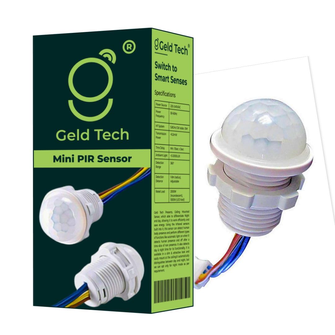 Geld Tech(GT-P01), Mini PIR Sensor, Mini Motion Sensor Light Switch, Auto On/Off