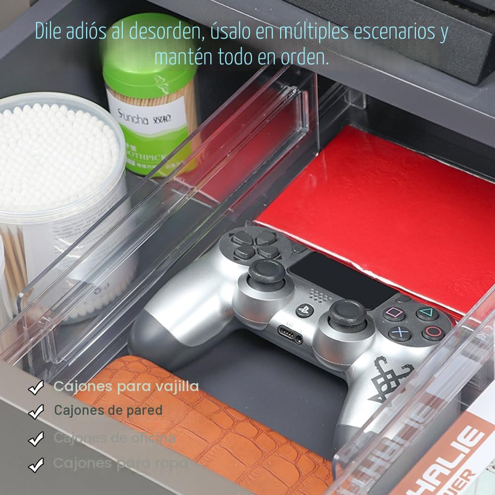 QINERSAW Separadores de cajones ajustables 6 piezas 27,5-52 cm Plástico transparente Organizador para baño oficina