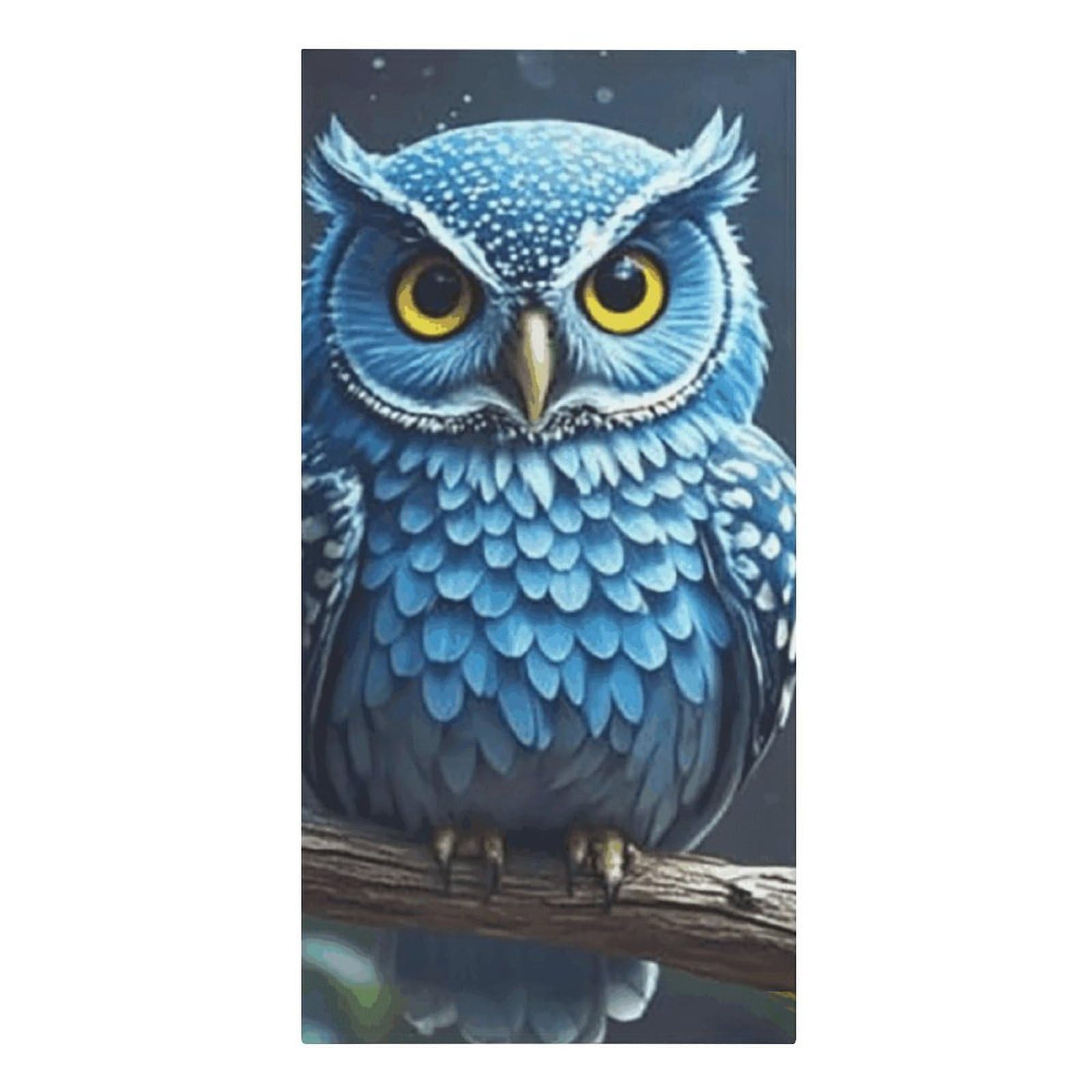 Fodpand Girls Style Lightweight Microfiber Large Overszed Blue Owl Beach Towel 30.3X61.4 In Sand Blanket Travel, Swim, Bathroom, Women Adults Gift Soft Big Pool Swim Towels