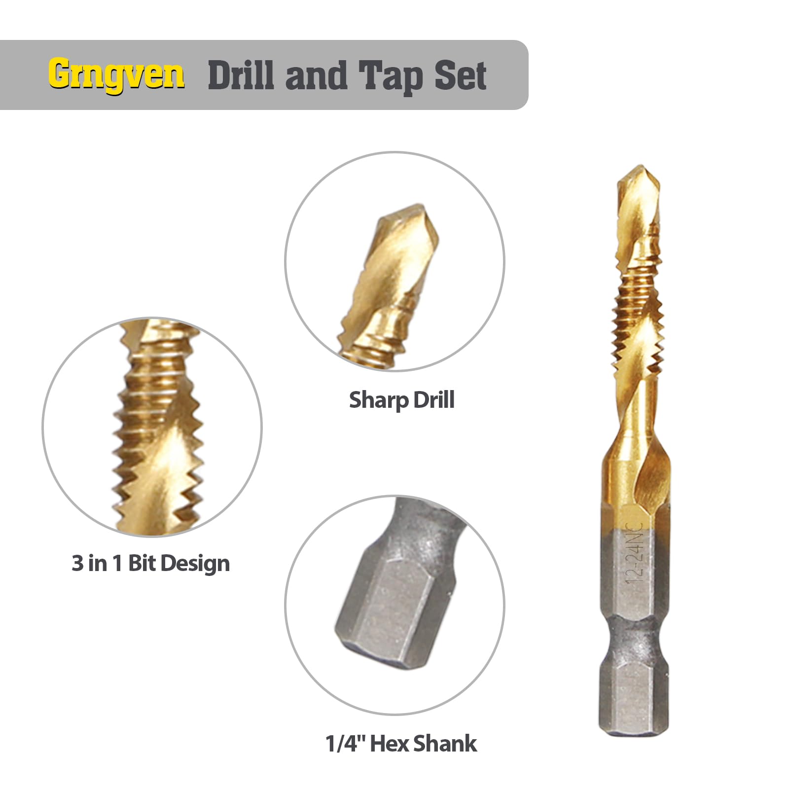 Titanium Drill Tap Set - 13PCS SAE & Metric -3