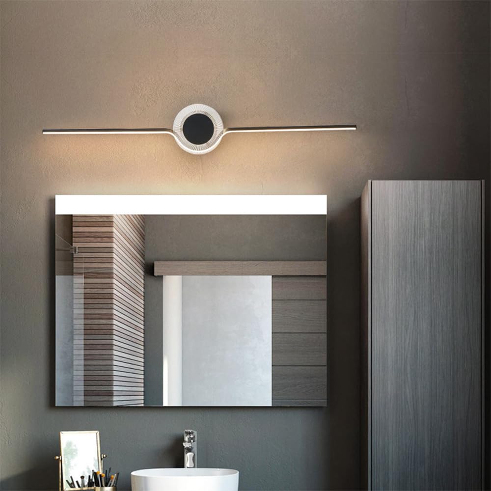 Lampada da toeletta Moderna Nera - Lampada da Parete a LED a Barra Lunga, Luce Calda 3000K, Ideale per Bagno, Camera da Letto, Soggiorno e corridoio