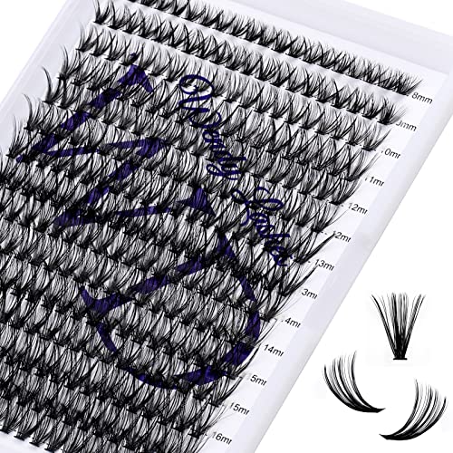 Individual Lashes 300PCS Cluster Lashes Extension DD Curl 40D 0.07mm 8-16mm Mixed Lash Clusters Wide Stem Individual Eyelashes Clusters DIY Eyelashes Extensions at Home(Cluster-40D-0.07-DD-MIX8-16)