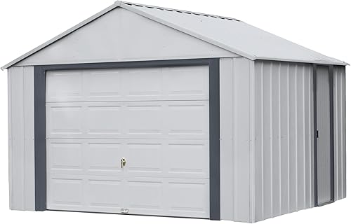 Arrow Shed 12' x 10' Murryhill Garage Galvanized Steel Extra Tall Walls Prefabricated Shed Storage Building, 12' x 10', Flute Gray