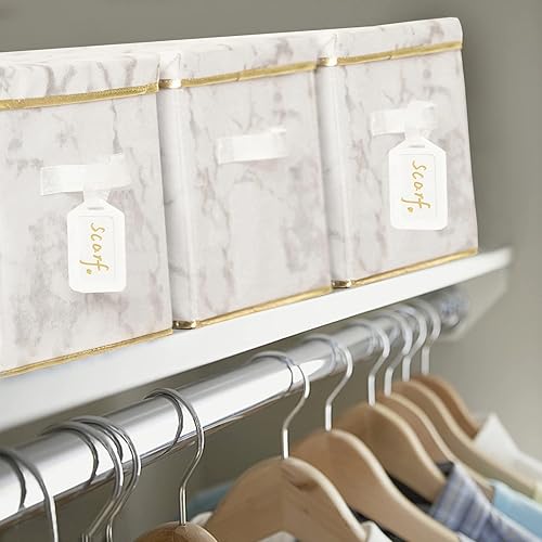 Miniatura 6 de DAMAHOME Contenedores de almacenamiento de tela, cubos plegables de 13 pulgadas con mango de ojales, paquete de 4 organizadores plegables para