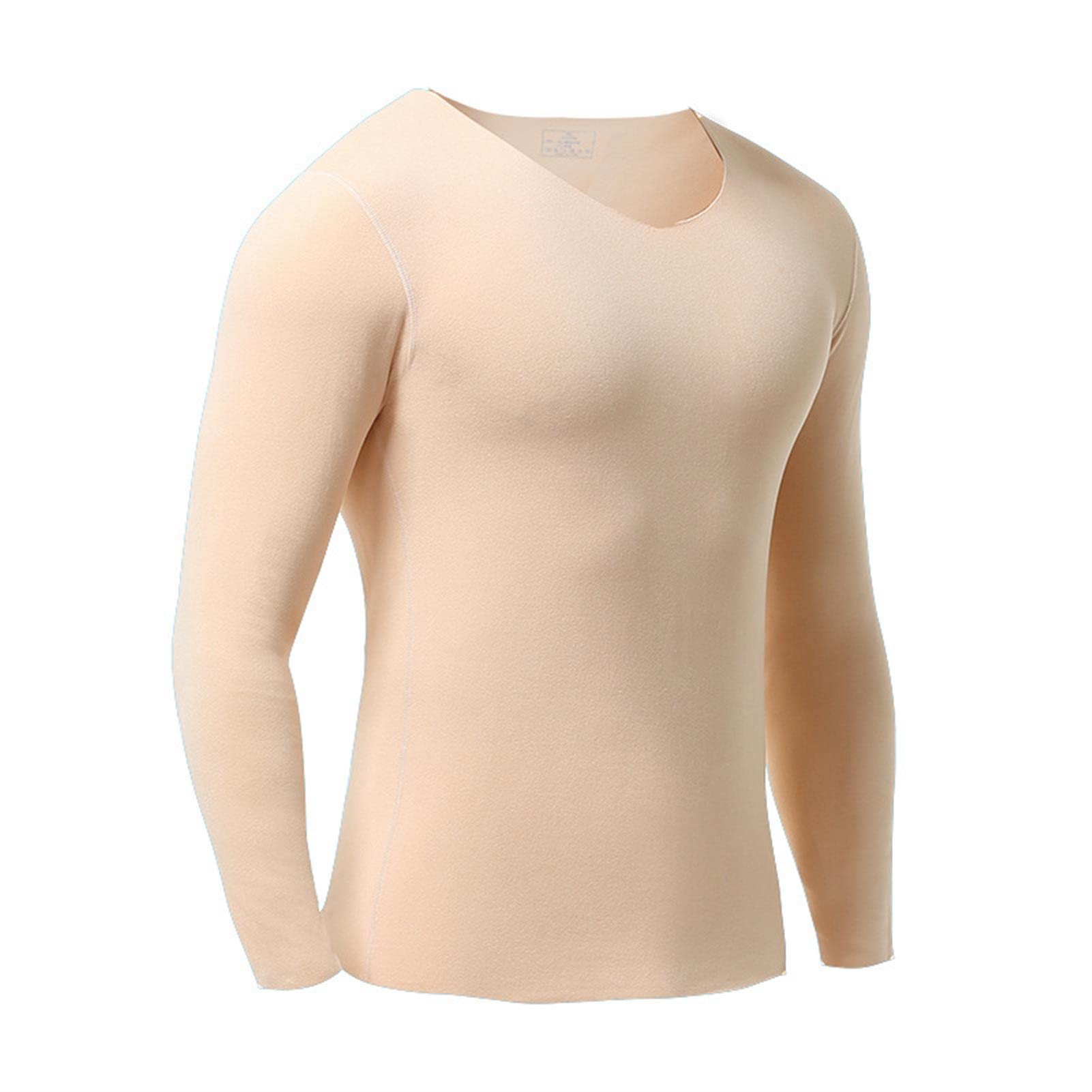 Intimo Termico da Uomo, Girocollo, Maniche Lunghe, Camicia Intima, Top Intimo per Autunno/Inverno (Camel 3X)
