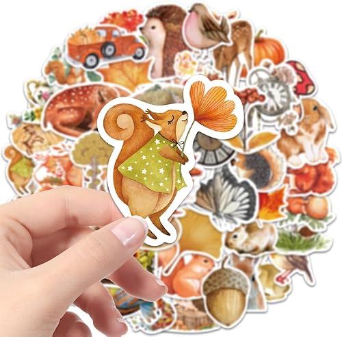 Miniatura 2 de YUJUN 50 calcomanías de otoño de Acción de Gracias, calabaza de otoño, hojas de arce, calcomanías para botellas de agua de Acción de Gracias,