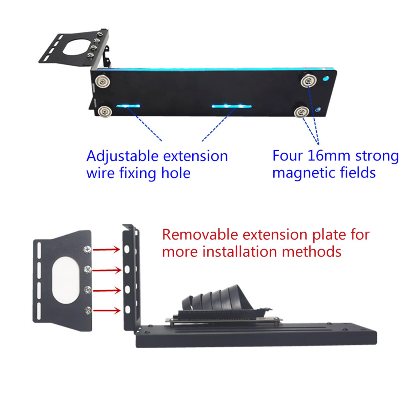Scheda grafica Supporto verticale Computer PCIe 3.0 Verticalmente GPU Staffa per Caso Cavalletto Base con LED 5V ARGB Syn GPU Verticalmente Supporto