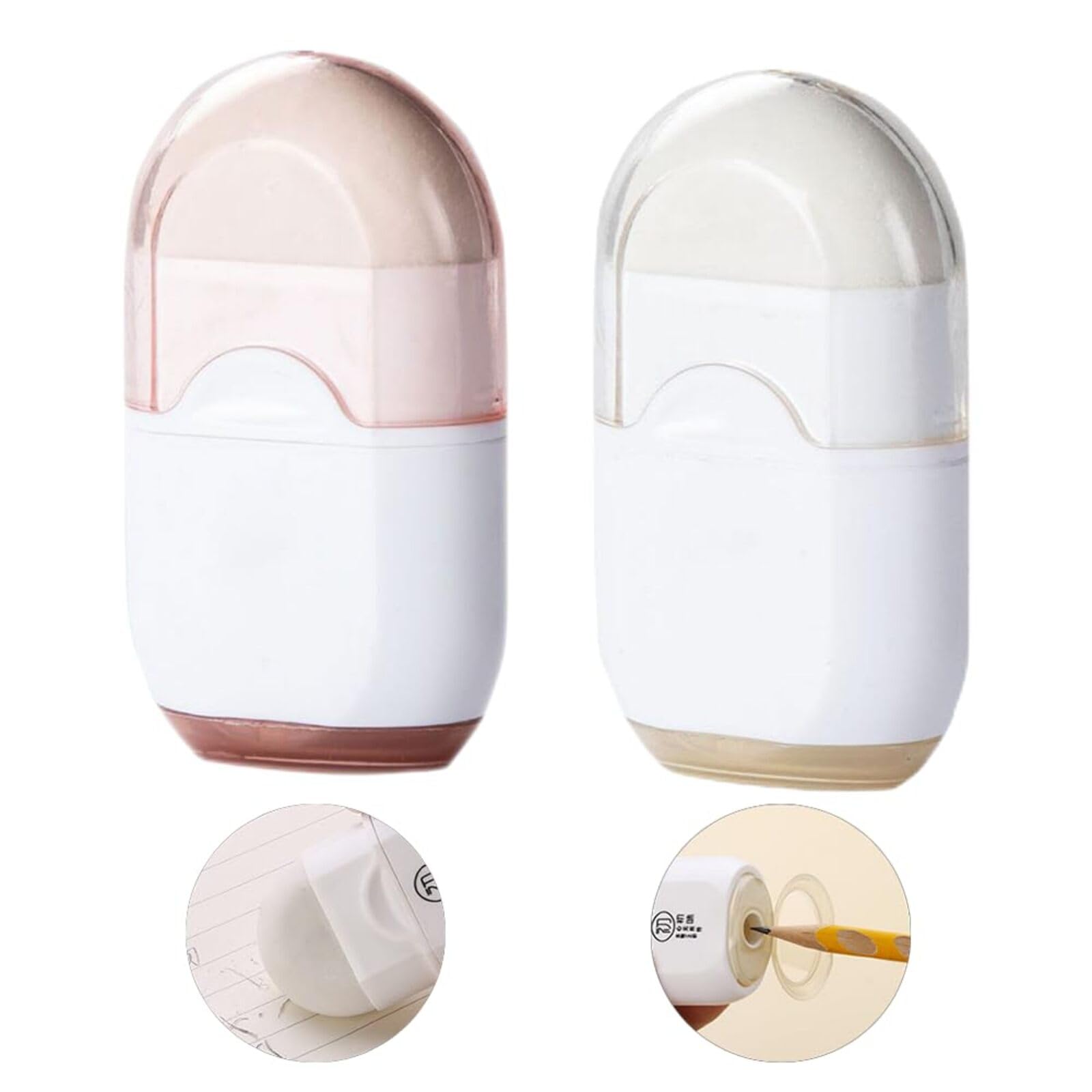 2 Pcs Manual Pencil Sharpener with Eraser Pencil Sharpener with Container Mini 2-in-1 Pencil Sharpener Manual Pencil Sharpeners for Kids Adults Student School Home Office Supplies