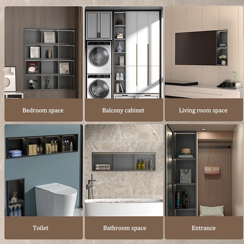 Nicchia da Parete in Acciaio Inossidabile, Nicchia Doccia Incassata con Luce LED, Mensola Organizer Impermeabile per Bagno, Nero 120x28