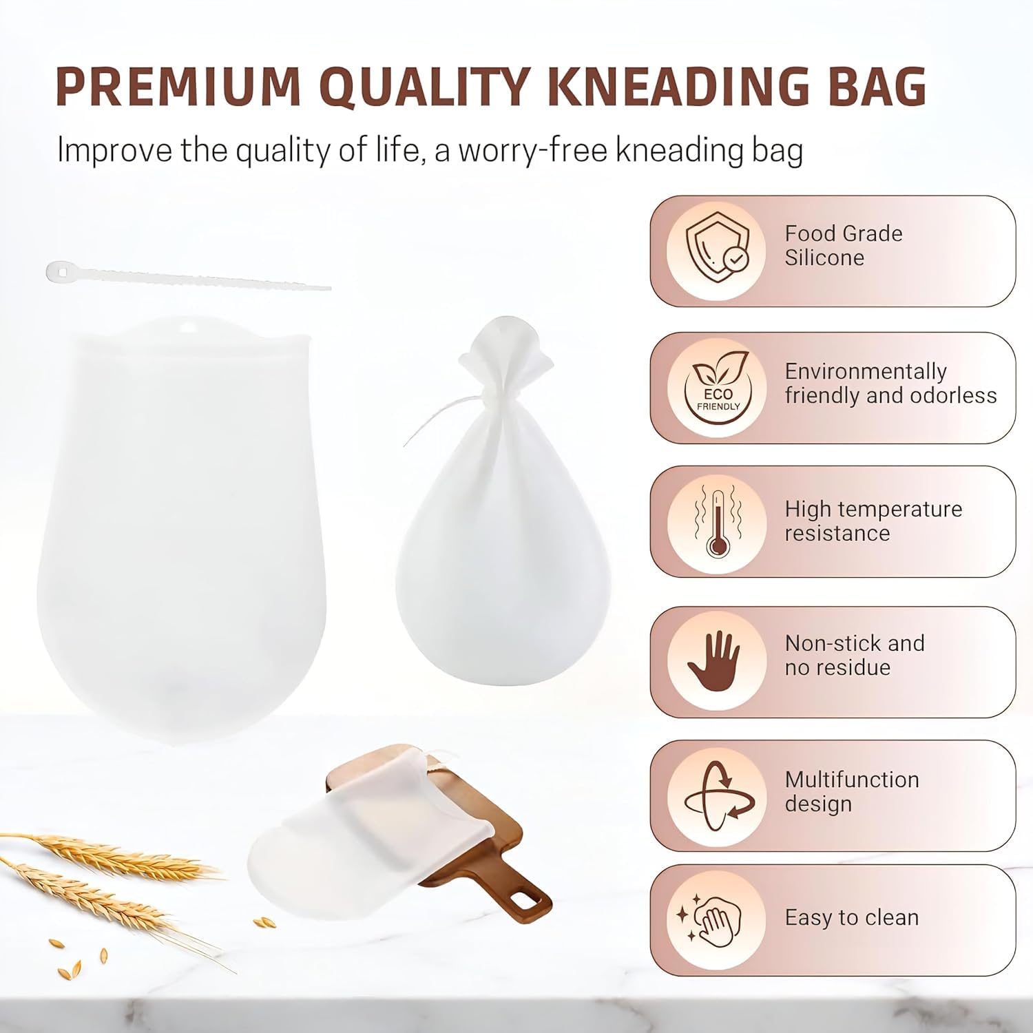 Clopic Silicon Atta Kneading Dough Maker Bag, Silicone Preservation Magic Kneading Bag for Mixer for Bread, Pastry, Pizza & Tortilla Flour-Mixing Bag Best Non-Toxic Multifunctional Cooking Tool 2