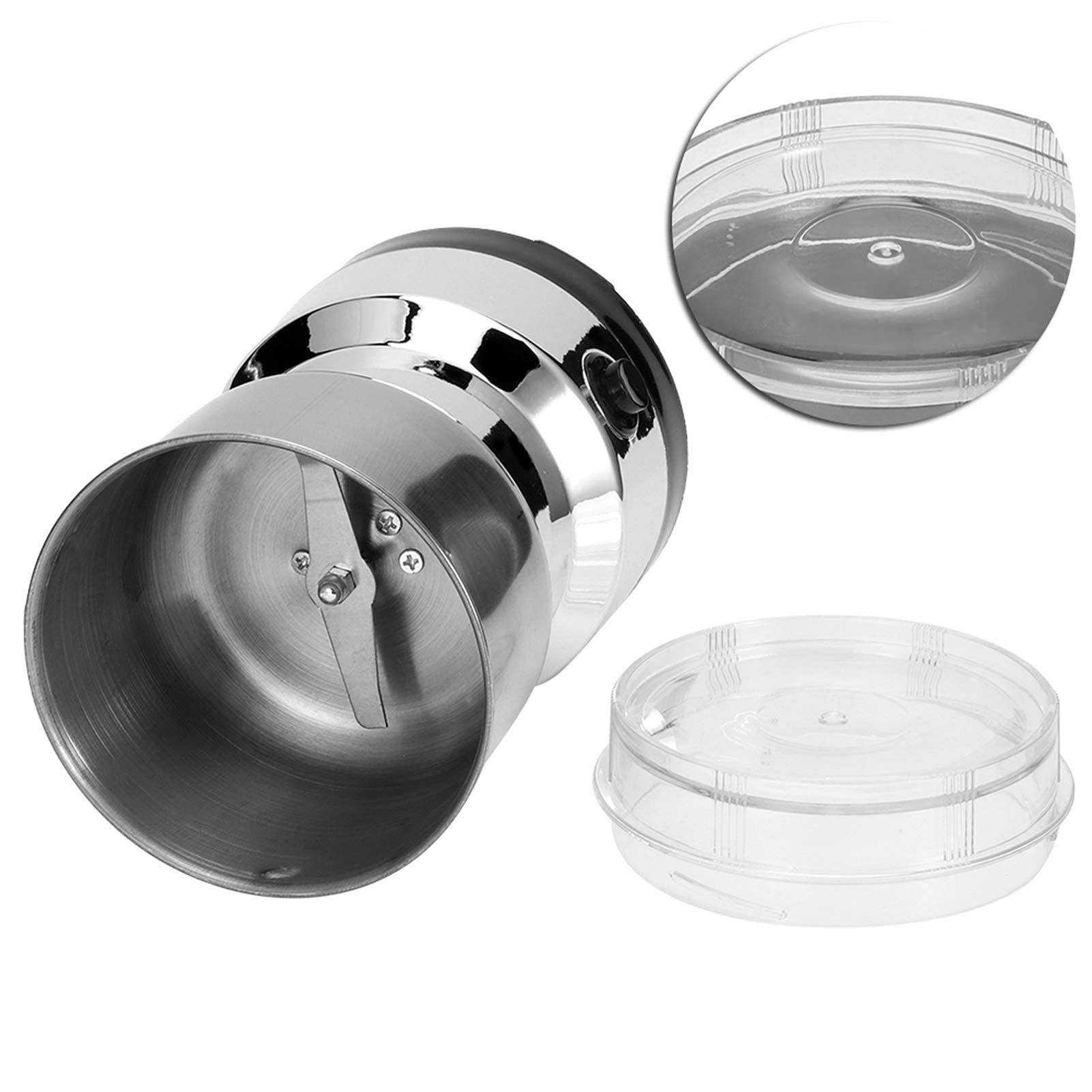 Macinacaffè elettrico, in acciaio inox condimento caffè noci cereali macina erbe frantoio frantoio frullatore utensile da quantità di macinazione 100g/3.5oz