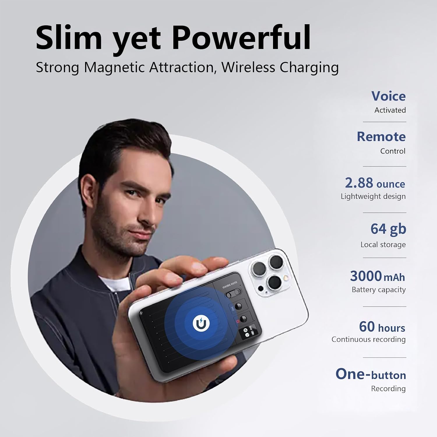 Note AI Voice Recorder, No Fees ChatGPT Transcription/Summary & 30 Smart Templates, App/Web Sync Voice to Text Recorder with 107 Languages & 64GB Memory, Ideal for Work, Lectures, Meetings, Calls