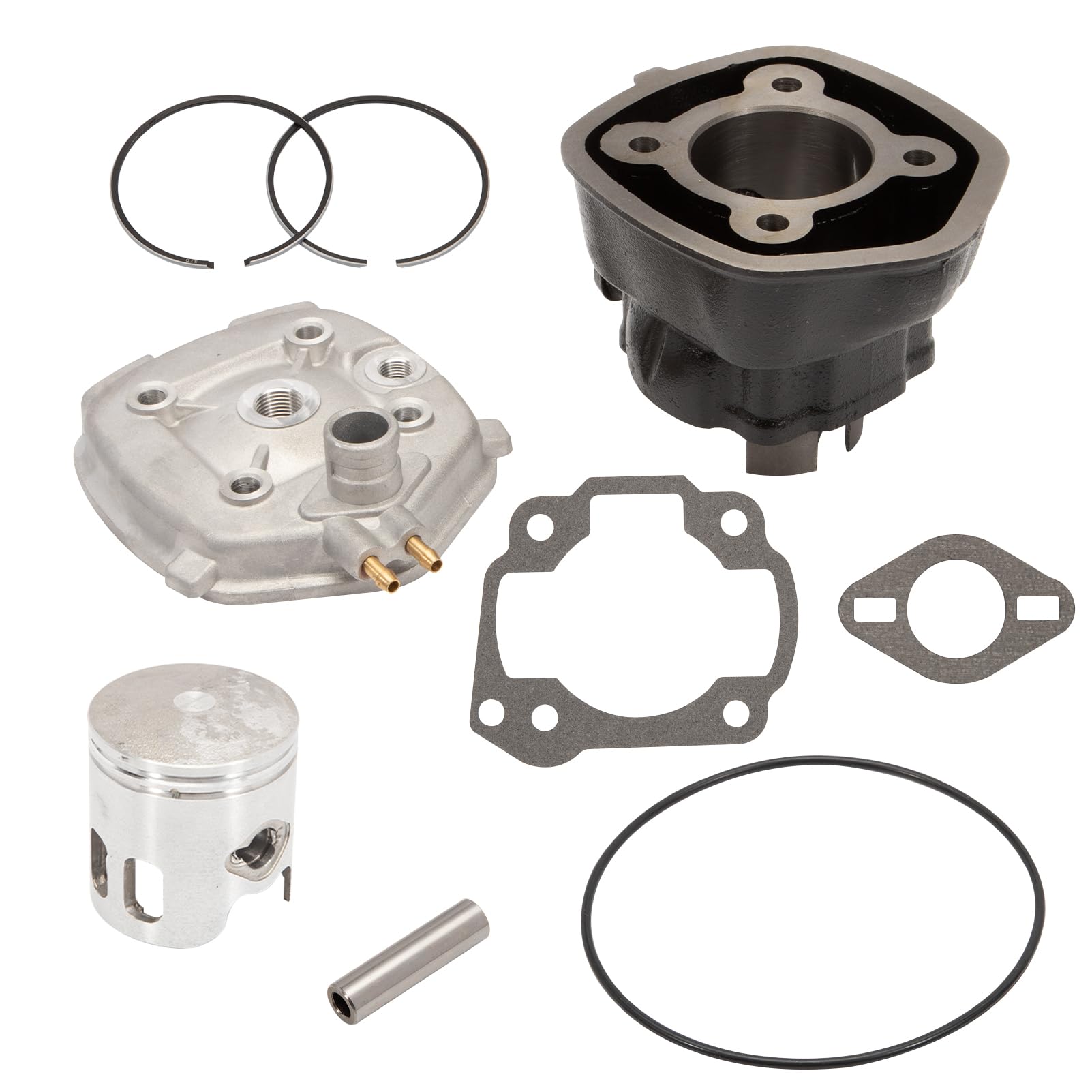 Kt00109 Cilindro Thermal Group DR 70cc Hierro Fundido H20 Pin 10 Patinete Horizontal Minarelli, 8 transferencias con escape elíptico y cabeza de una pieza