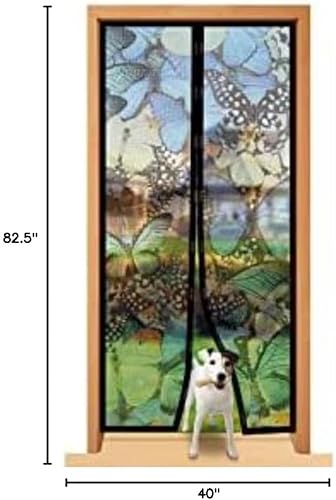 Miniatura 2 de Total Vision Patrón de mariposa – Pantalla magnética de malla de instalación rápida de 40 x 85.5 pulgadas – Ayuda a mantener alejados insectos e