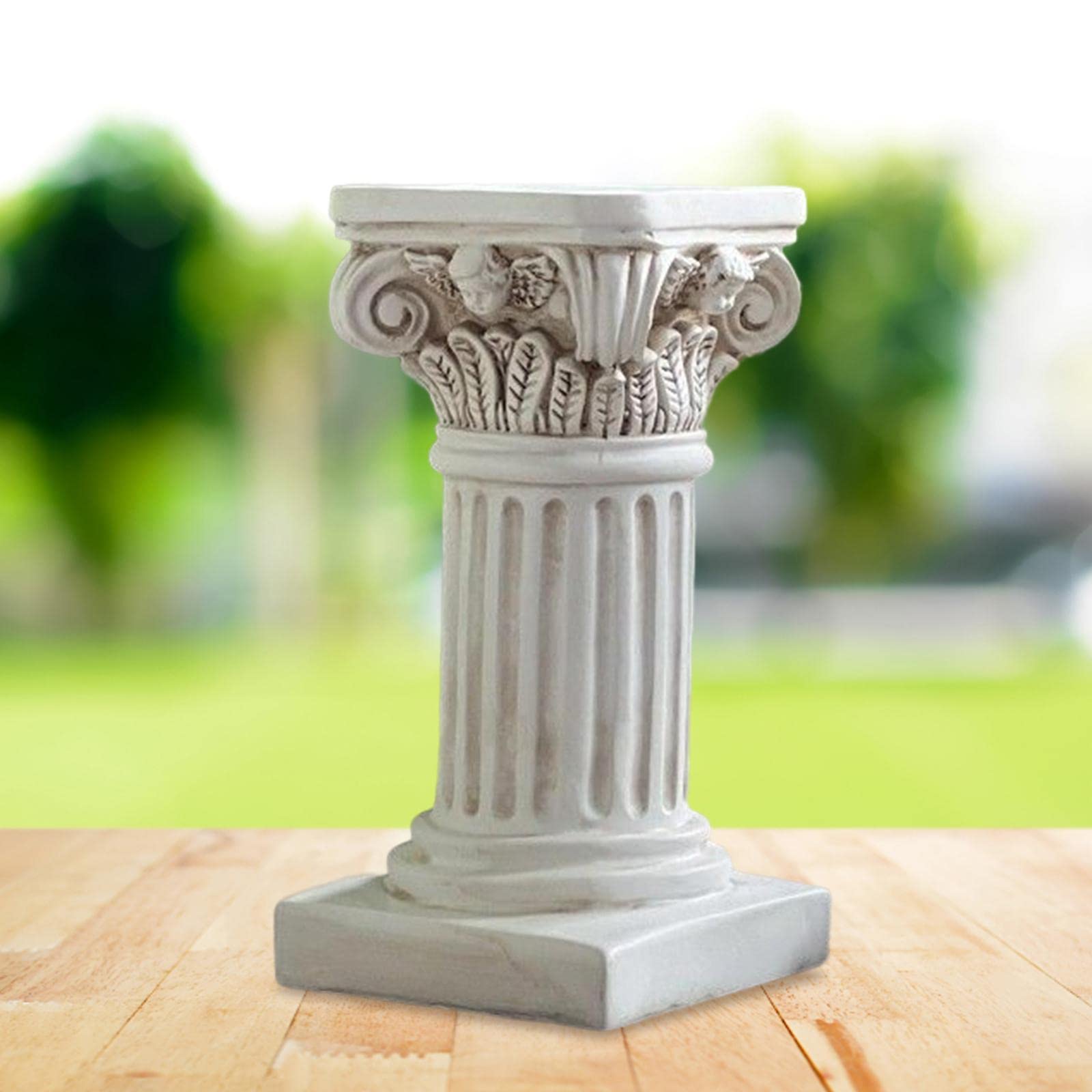 Truosbis Creative Roman Pillar Statue Candelabra Sculpture White Figurine Pedestal Stand