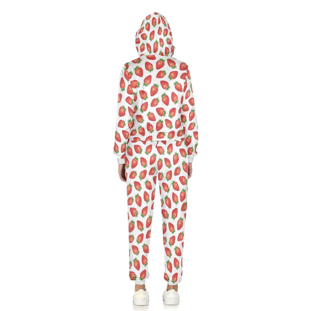 Conjunto deportivo de 2 piezas con estampado de fresas para mujer, conjunto deportivo de manga larga para verano