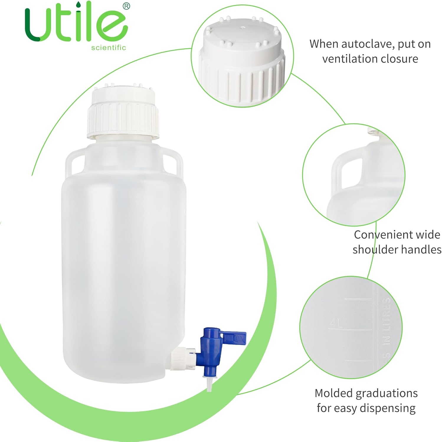 1 Pc Gallon Jug Vol.5L, Plastic Jug, PP Material Round Carboys with Screw Cap 4093.0191.1