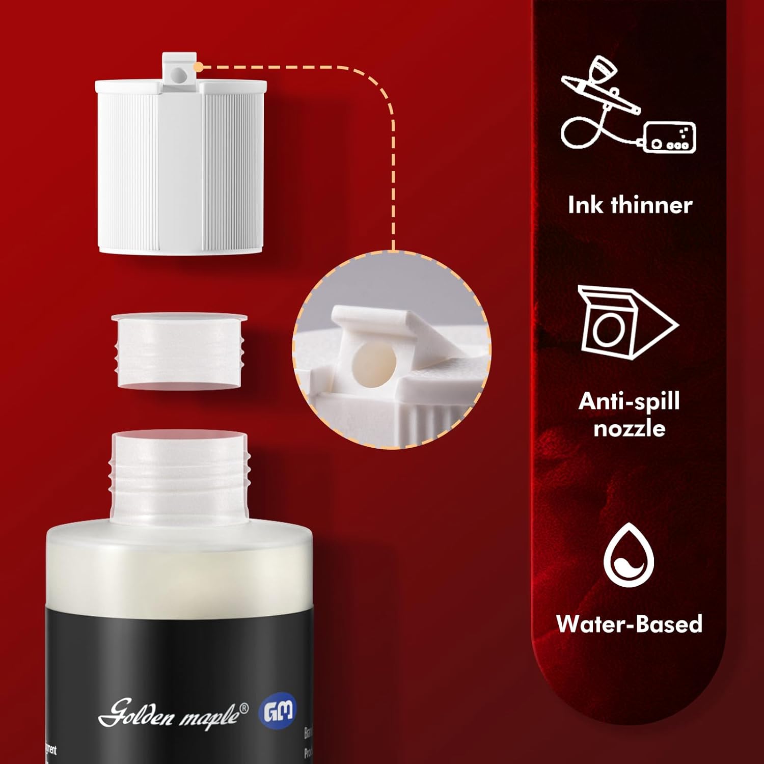 Acrylic Paint Thinner, Golden Maple Lacquer Thinner Non-Toxic Solvent | Airbrush Flow Improver for All Acrylic Paints, Model Paints, Water-Based Acrylic Paint Thinner, 6.76oz